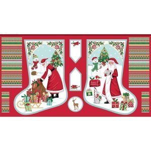 Makower Christmas Wishes Stocking Panel 038 1